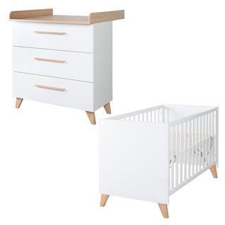 Chambre Bébé  Leon 2 Pièces – Lit 60x120 Et Commode Blanc/chêne