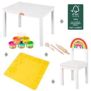 6 Pots De Pâte à Modeler + Table Et Chaise + Tapis Et Accessoire - Pour Enfants Dès 3 X Play-doh