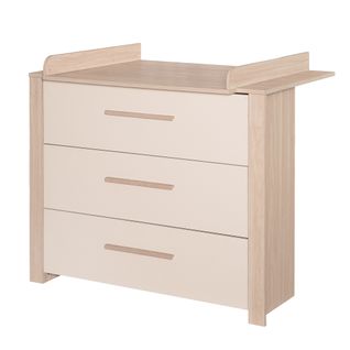 Commode à Langer Évolutive 3 Tiroirs En Bois Mélaminé Beige Et Chêne - Momo