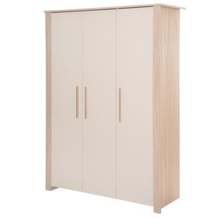 Armoire 3 Portes à Fermeture Douce En Bois Mélaminé Beige Et Chêne - Momo