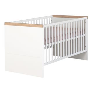 Lit Évolutif 70 X 140 Transformable En Lit Junior - 3 Hauteurs - Blanc Et Chêne - Lumo