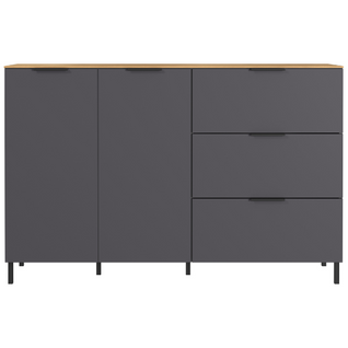 Buffet Design Gris Et Bois 2 Placards 3 Tiroirs Costal