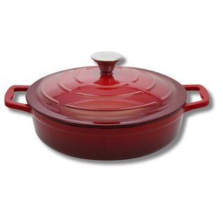Cocotte En Fonte Émaillée Basse 28 Cm Rouge Cerise 3l Elo