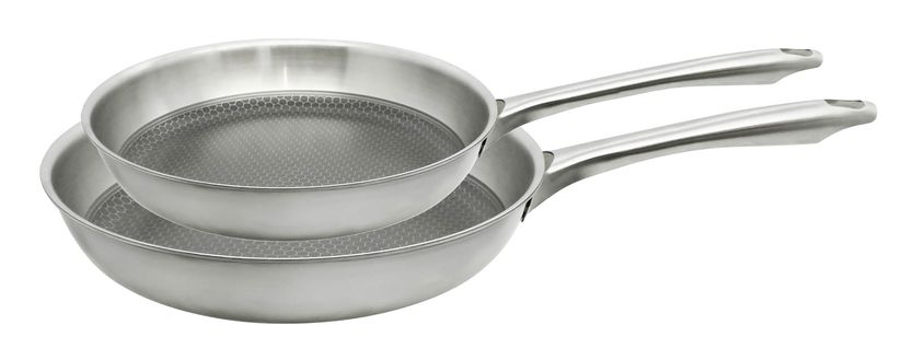 Set De 2 Poêles 24 Et 28 Cm En Acier Inoxydable Et Revêtement Sans Pfas