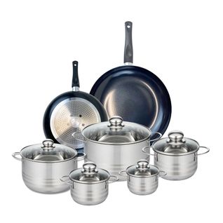 Ensemble De 2 Poêles De Cuisson 24 Et 32 Cm Et 5 Faitouts 12, 14, 16, 20 Et 24 Cm Elo Prima Brillant