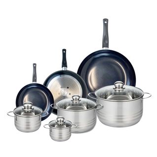 Ensemble De 3 Poêles De Cuisson 20, 24 Et 32 Cm Et 4 Faitouts 12, 14, 20 Et 24 Cm Elo Prima Brillant