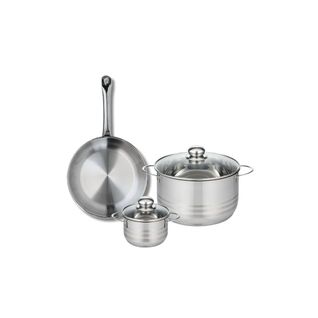 Ensemble De 1 Poêle De Cuisson 24 Cm Et 2 Faitouts 12 Et 20 Cm Elo Profi Brillant