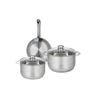Ensemble De 1 Poêle De Cuisson 24 Cm Et 2 Faitouts 20 Et 24 Cm Elo Profi Brillant