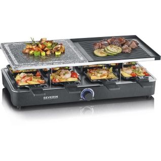 Raclette Gril - 8 Personnes - Pierre De Cuisson Naturelle Et Plaque Réversible - Rg2376