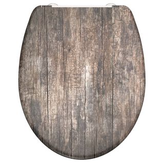 Siège De Toilette Avec Fermeture En Douceur Old Wood Imprimé