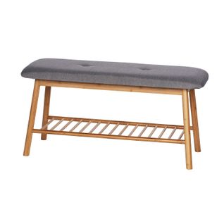 Banc D'entrée Pour Chaussures En Bambou Bahari - L. 90 X H. 45 Cm - Gris