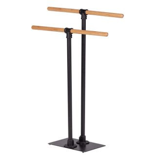 Porte-serviettes Sur Pied Forli En Acier Et Bambou - Hauteur 77,50 Cm - Noir