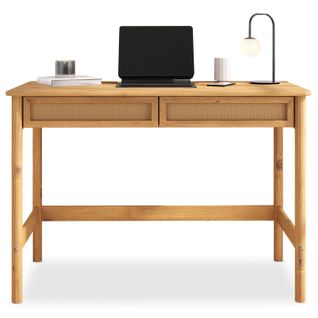 Bureau Rodrigo Avec 2 Tiroirs En Bois Massif - Coloris Chêne