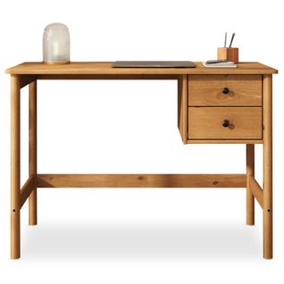 Bureau Marlo H 76 Cm 2 Tiroirs En Bois Massif - Coloris Chêne