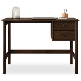 Bureau Marlo H 76 Cm 2 Tiroirs En Bois Massif - Coloris Noyer