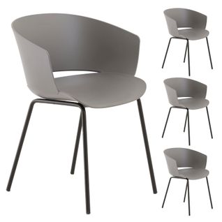 Lot De 4 Chaises De Jardin Nivel En Plastique Gris