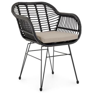 Chaise De Jardin Paramo, Imitation Rotin - Noir Et Beige