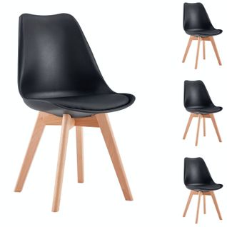 Lot De 4 Chaises Scandinaves Abby, En Synthétique Noir