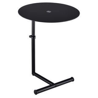 Table D'appoint Leonie, Métal Laqué Et Verre Trempé Noir