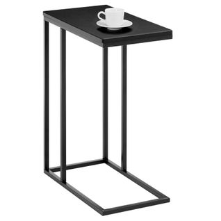 Table D'appoint Rectangulaire Debora, En Métal Noir Et Décor Noir Mat