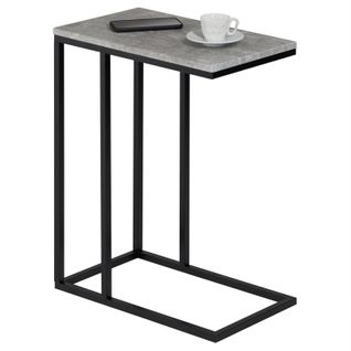 Table D'appoint Rectangulaire Debora, En Métal Noir Et Décor Béton