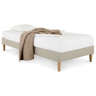 Sommier Tapissier Paimpol 90 X 190 Cm Revêtement Tissu - Beige