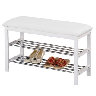 Banc à Chaussures Sana, 2 Étagères, Blanc