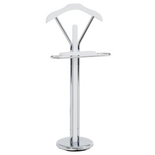 Valet Gregor, En Métal Chromé Et Mdf Décor Blanc Mat