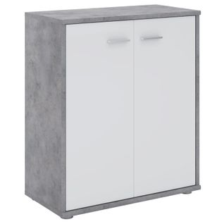 Buffet Firmin, En Mélaminé Décor Béton Et Blanc Mat