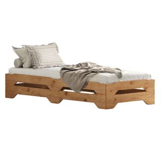 Lot De 2 Lits Superposables Ronny En Bois Massif 90 X 200 Cm - Coloris Chêne