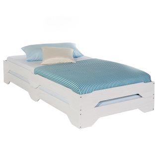 Lot De 2 Lits Superposables Ronny En Pin, 90 X 200 Cm, Lasuré Blanc