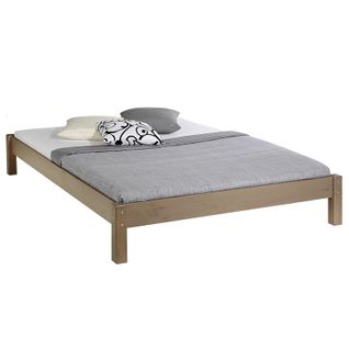 Lit Futon Taifun, En Pin Massif, 140 X 190 Cm, Lasuré Taupe