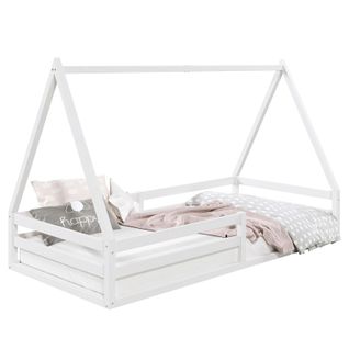 Lit Cabane Sila 90 X 190 Cm, En Pin Massif Blanc