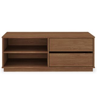 Meuble TV Maite L 110 Cm 2 Tiroirs En Bois Massif - Coloris Châtaignier