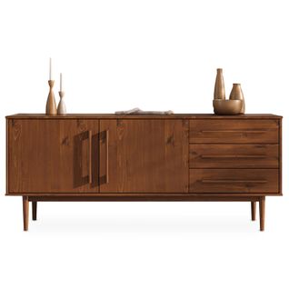 Buffet Tecca L 170 Cm 2 Portes 3 Tiroirs En Bois Massif - Coloris Châtaignier