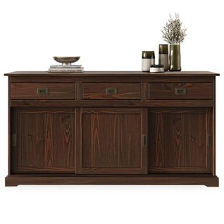 Buffet Salle à Manger Savona L 160 Cm En Bois Massif - Coloris Noyer