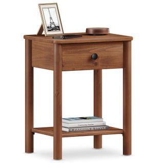 Table De Chevet Apoana Avec Tiroir – En Pin Massif Lasuré Brun Foncé