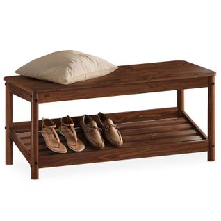 Banc à Chaussures Apoana L 110 Cm En Bois Massif - Coloris Châtaignier