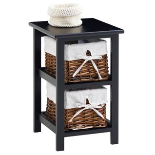 Table De Chevet Nokomis Avec 2 Paniers En Bois Lasuré Noir