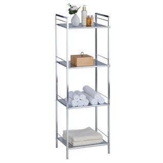 Étagères Salle De Bains Matis, Avec 4 Tablettes En Métal Chromé