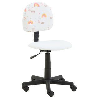 Chaise De Bureau Pour Enfant Alpaca Pivotante, En Synthétique Blanc, Motif Lama