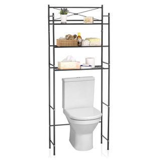 Etagère De Salle De Bain Marsa, Rangement Pour Wc/lave-linge, En Métal Laqué Noir