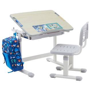 Ensemble Bureau Et Chaise Pour Enfant Tutto De Coloris Gris Et Chêne Sonoma