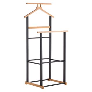 Valet De Chambre Kanna Double Portant En Bambou Naturel Et Noir