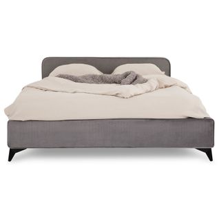 Lit Double Ravello 140 X 190 Cm, Revêtement En Tissu - Gris