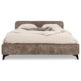 Lit Double Leverda 140 X 190 Cm, Revêtement En Tissu - Brun