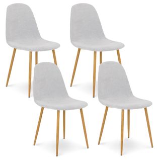 Lot De 4 Chaises Punta De Salle à Manger En Tissu - Gris Clair