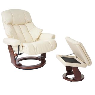 Mca Fauteuil Relax Calgary Xxl Cuir Charge 180kg Crème Aspect Noix
