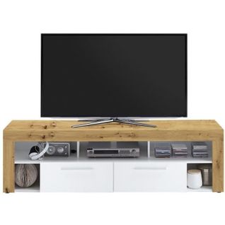 Meuble TV/hifi Vibio 2 - Décor Artisan Chene Et Blanc - L180 X H52,8 X P41,3 Cm