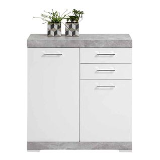 Commode 2 Portes et 2 Tiroirs "cazeg" 89cm Gris